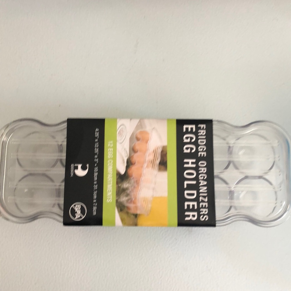 InterDesign Covered Egg Holder frig Storage Container, 12 Egg Tray, Long, Clear